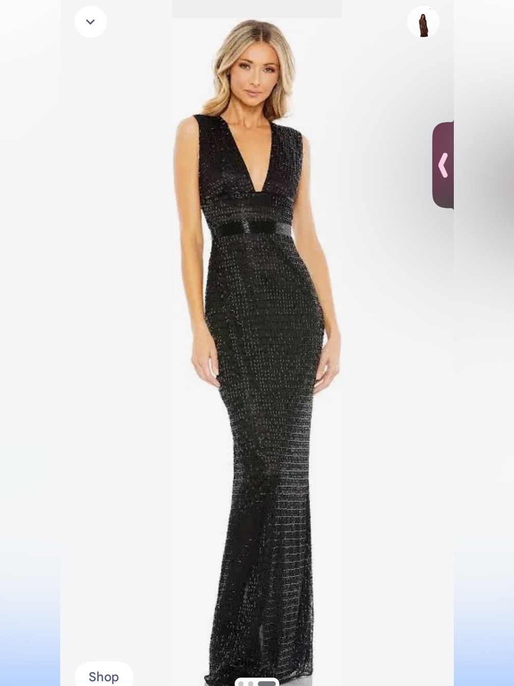 Mac Duggal Black Sequin V-Neck Maxi Gown